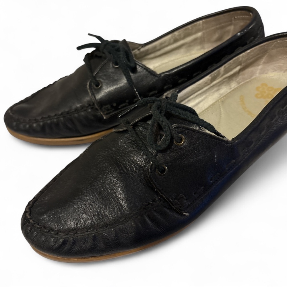 Soft Spots Vintage Black Leather Lace-Up Loafers Women’s Size 8 Comfort Made USA